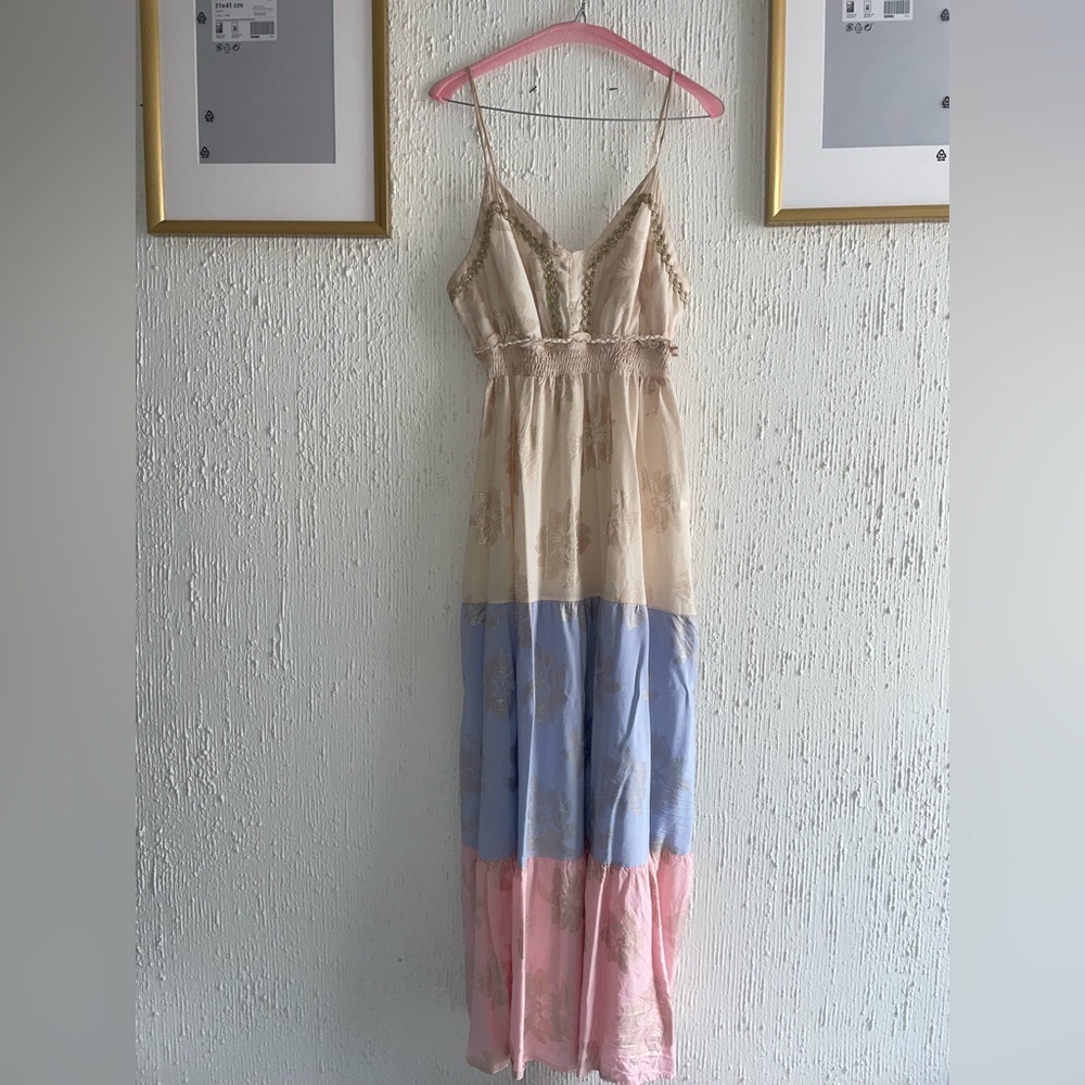 Elegant Color Block Maxi Dress